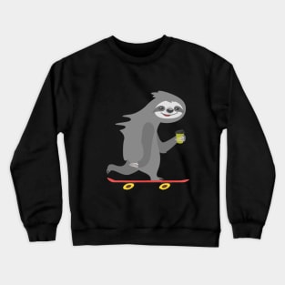 Funny Skateboarding Sloth T-Shirt Gift Crewneck Sweatshirt